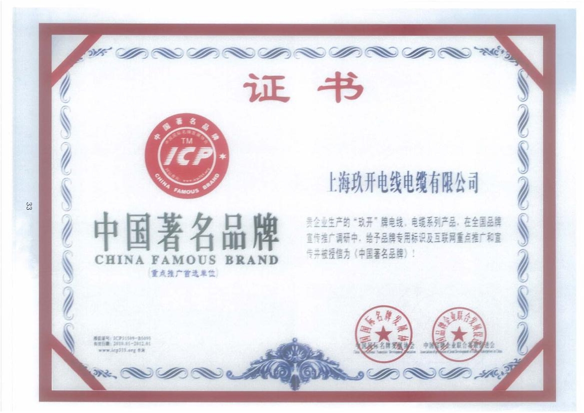 GA黄金甲中国著名品牌证书